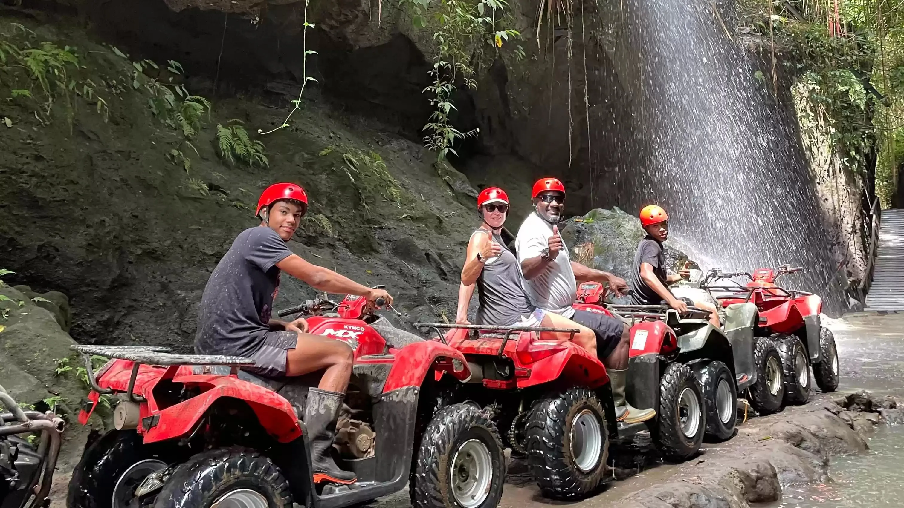 Bali Quad Bike Adventure Through Barong Face Cave & Jungle Waterfall