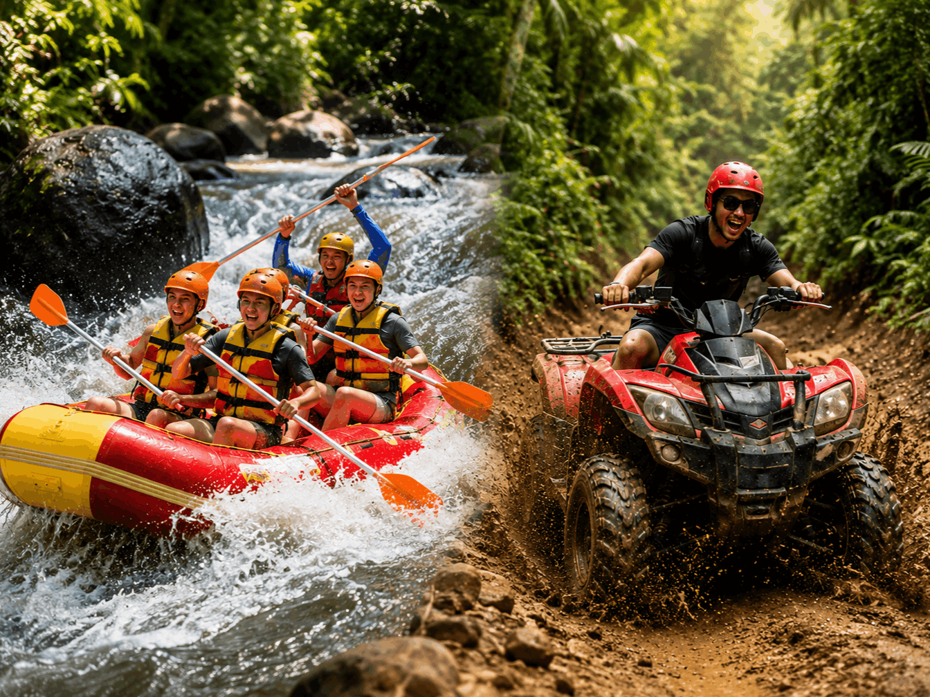 Bali Dual Adventure: Ayung White Water Rafting & ATV Combo Package